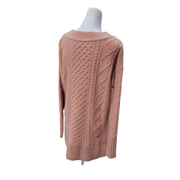 J. Crew Womens Wool Cable Knit Patchwork Tunic Sweater Size Small‎ Pink - Picture 9 of 13